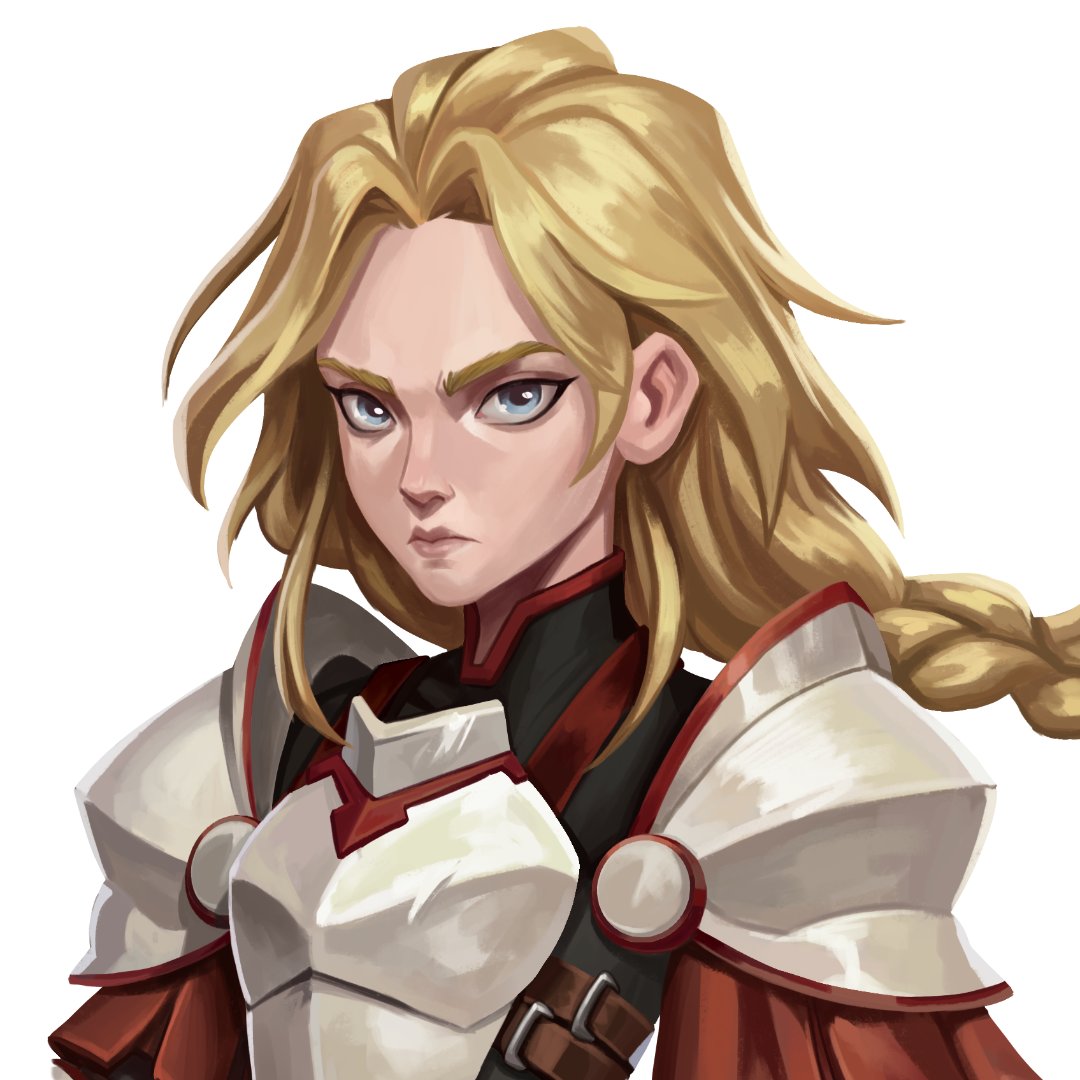 Portrait of Aelis, the young warrior from Embers Tactics