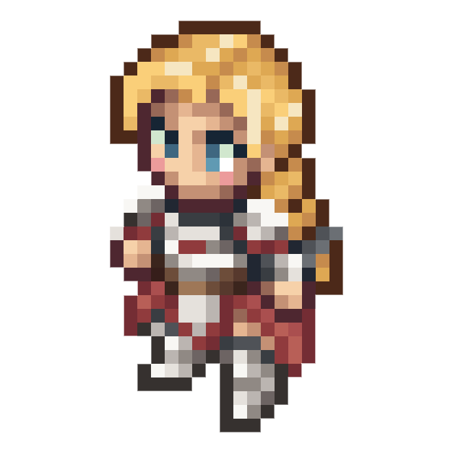 Pixel-art portrait of Aelis from Embers Tactics